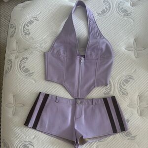 Miaou purple vegan leather Halter Top and Shorts Set